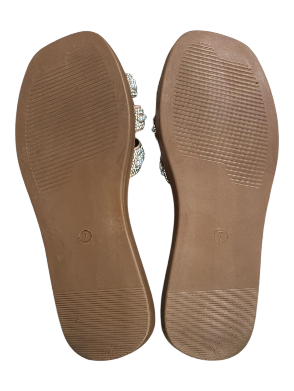 Top Moda Women's Brown Beaded Slide Sandals - Picture 2 of 2